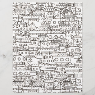 Page de coloriage Busy Boatyard Scrapbook Paper