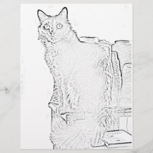 Page de coloriage - Chat avec des rainures de Fil