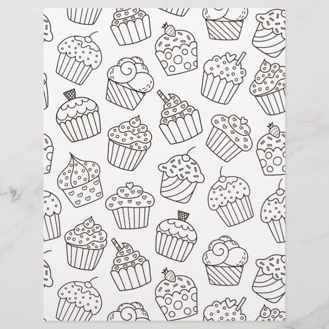 Page de coloriage Cupcake Party papier (Devant)