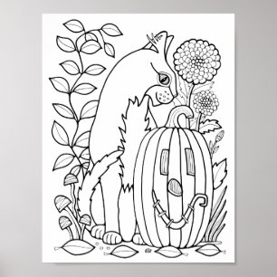 Page de coloriage de chats Halloween Poster d'art