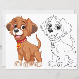 Page de coloriage de chien de dessin animé mignon