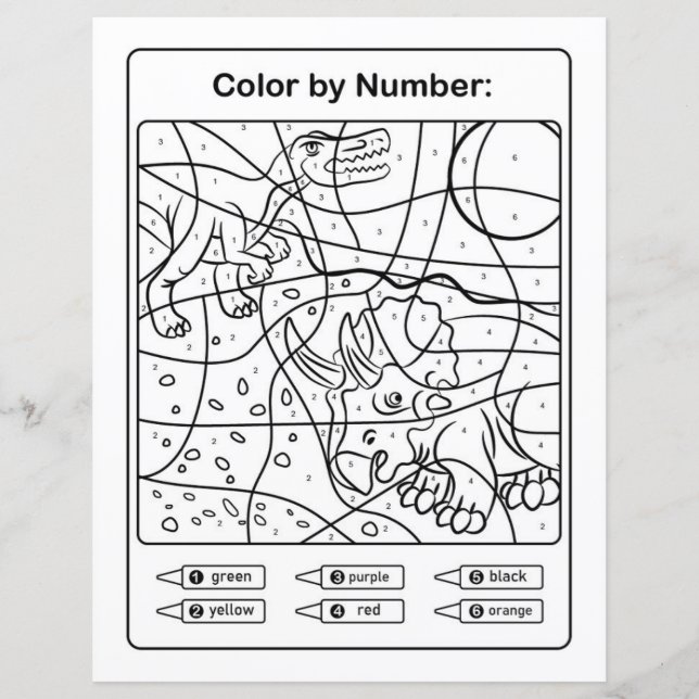 Page de coloriage de dinosaures par numéro - Deux  (Devant)