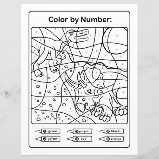 Page de coloriage de dinosaures par numéro - Deux 