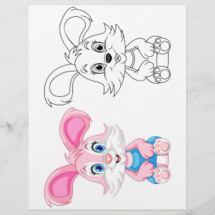 Page de coloriage de lapin de dessin mignon