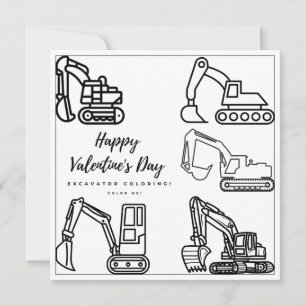 Page de coloriage d'excavateur Carte garçon Bonne 