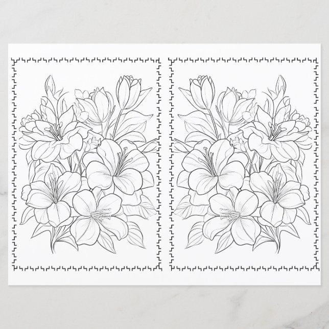 Page de coloriage facile florale élégante (Devant)
