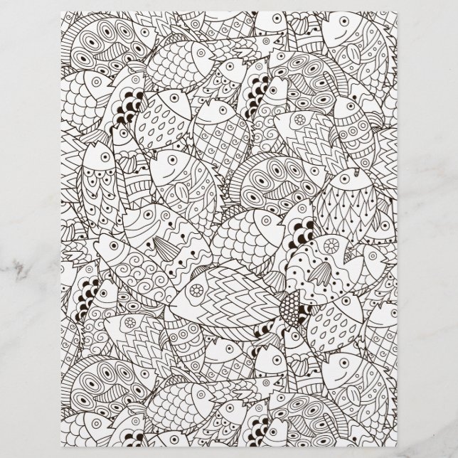 Page de coloriage Funny Fish Scrapbook Papier (Devant)