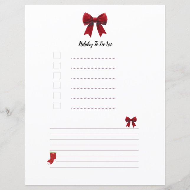 Page de planification de Noël Red Bow (Devant)