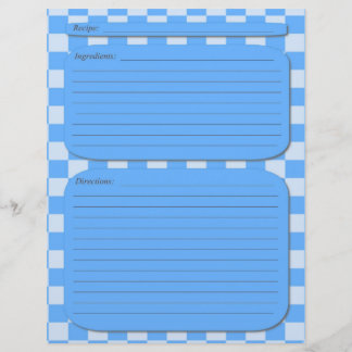 Page de recette à damiers bleu