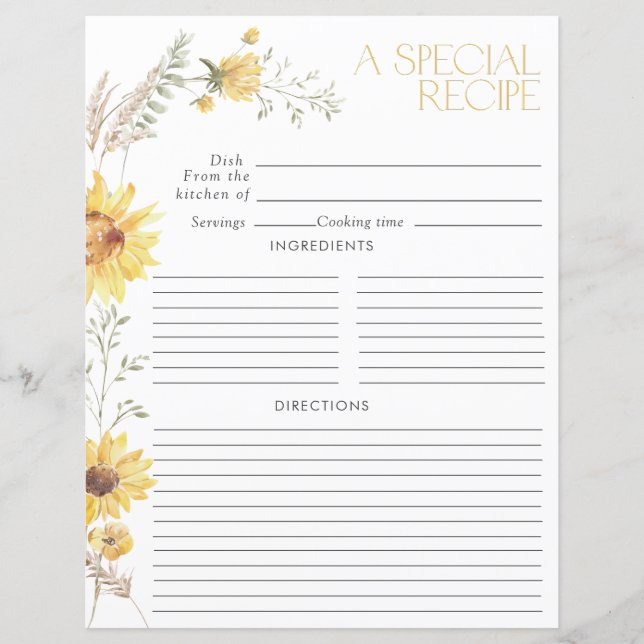 Page de recette Elegant Boho Sunflower Fête des ma (Devant)