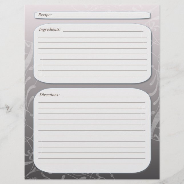 Page de recette en tourbillon de couleur gris (Devant)