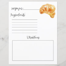 Page du livre de recettes pour croissants