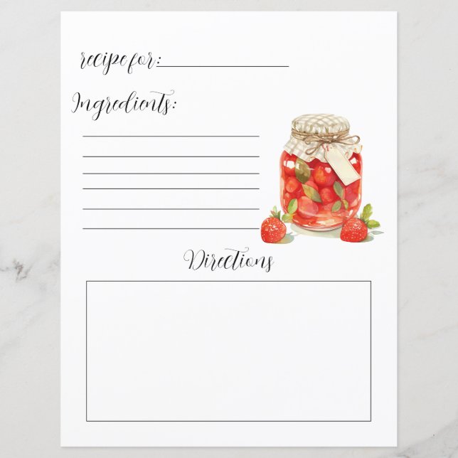 Page du livre de recettes pour la confiture de fra (Devant)