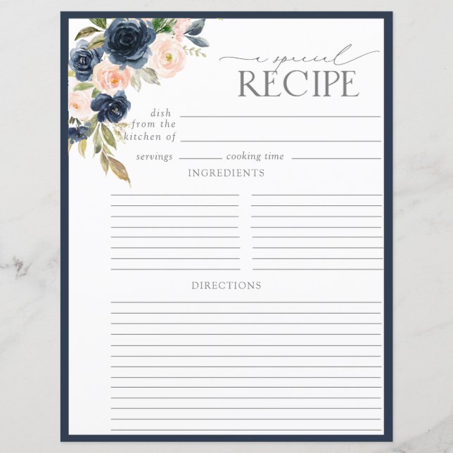 Page Elegant Floral Fête des mariées Recette Class (Devant)