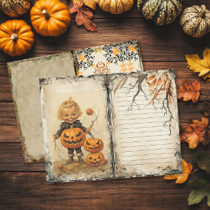 Page Journal de junk vintage Cute Kid Halloween