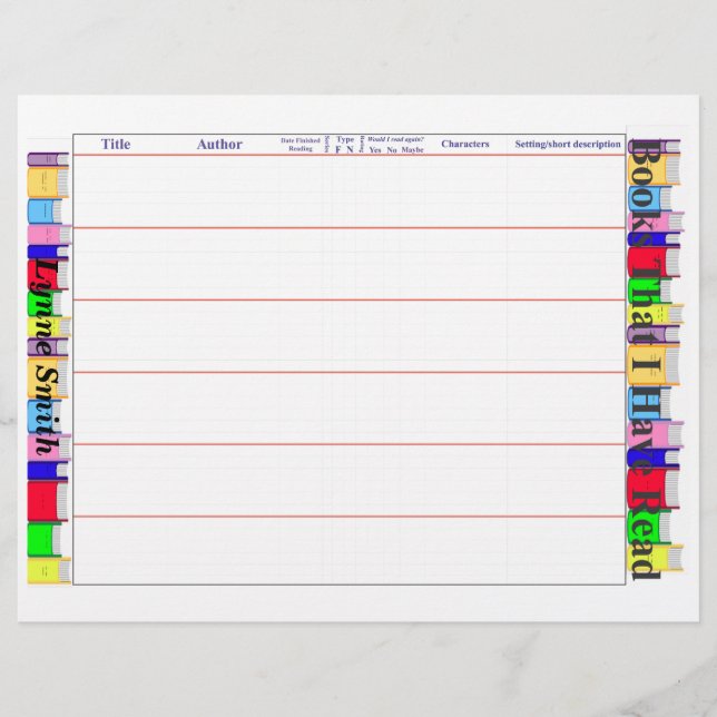 Page Journal du lecteur de livre, Personnaliser (Devant)