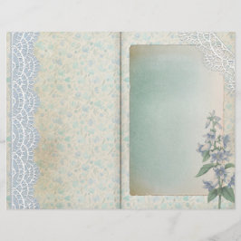 Page Journal floral bleu dentelle de Shabby