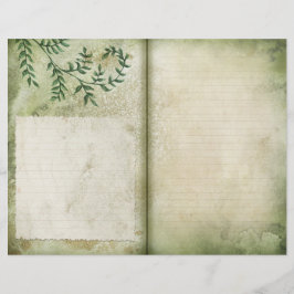 Page Journal lié Parchemin vert