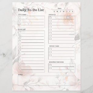 Page Liste des tâches quotidiennes (conception flo