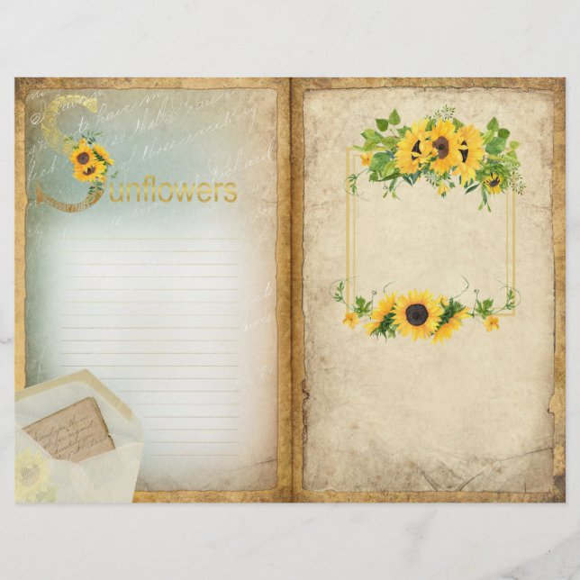Page Page Ancien Collage Parchemin Tournesol Journ (Devant)