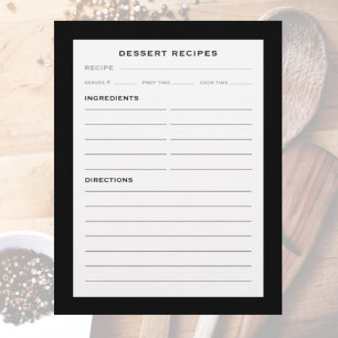Page Recette Dessert Blanc noir simple