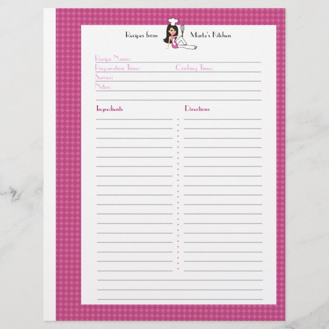 Page Recette entièrement illustrée pour les utilis (Devant)