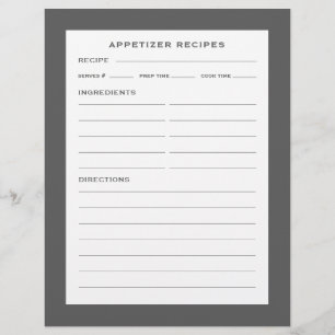 Page Recette Entrée Gris simple et blanc
