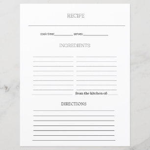 Page Simple Minimalist Recette - Feuille de livre