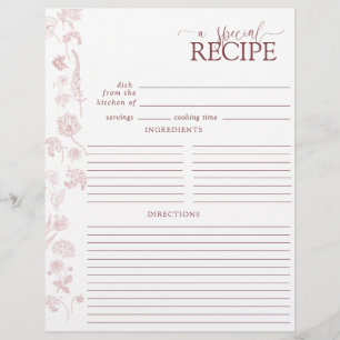 Page vintage Rose Dusty Floral Recette Classeur