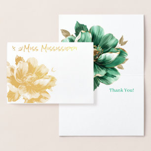 Pageant Crown & Magnolia Gold Foil Danke Karte