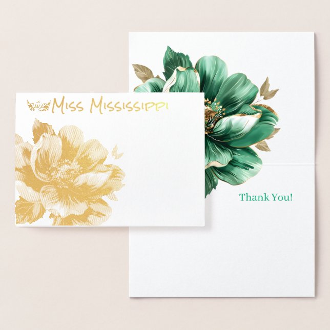 Pageant Crown & Magnolia Gold Foil Danke Karte (Anzeige)