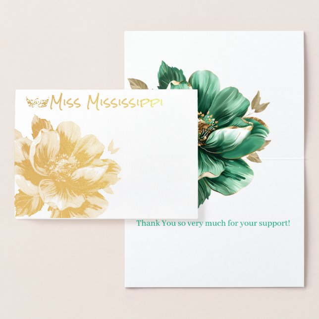 Pageant Crown & Magnolia Gold Foil Danke Karte (Anzeige)