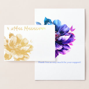 Pageant Crown & Magnolia Gold Foil Danke Karte