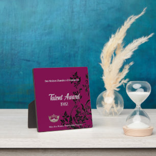 Pageant Floral Silver Crown Acrylic Award Fotoplatte