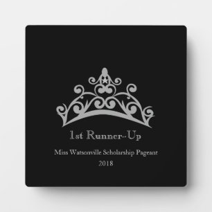 Pageant Silver Tiara Crown 1er Runner-up Plaque