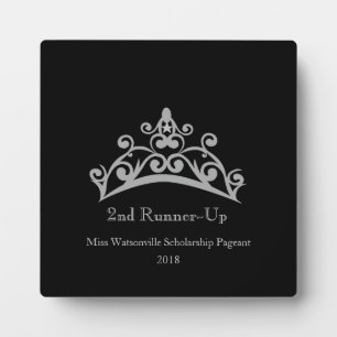 Pageant Silver Tiara Crown 2nd Runner-up Plaque