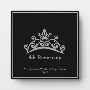 Pageant Silver Tiara Crown 4th Runner-up Plaque Fotoplatte