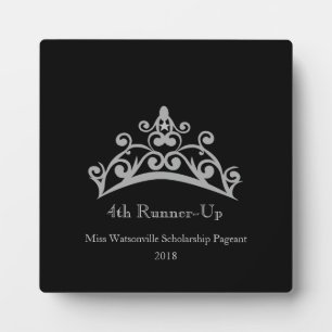 Pageant Silver Tiara Crown 4th Runner-up Plaque Fotoplatte