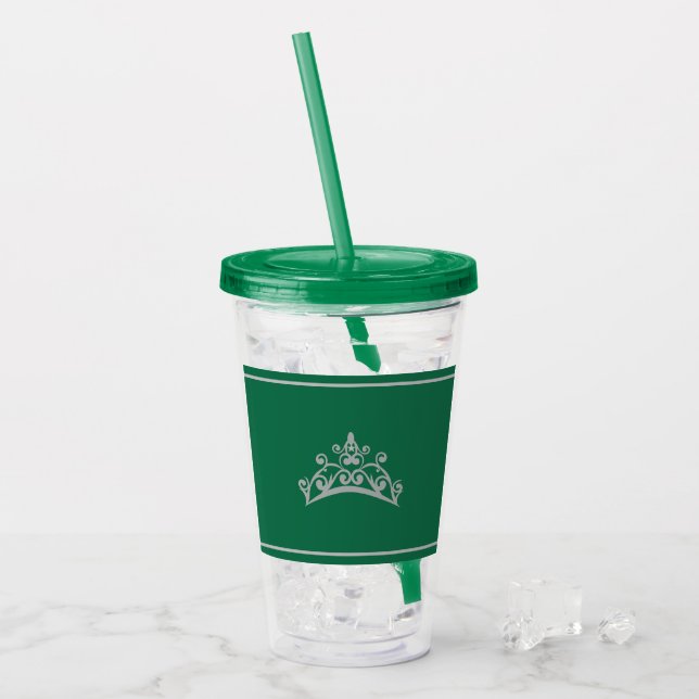 Pageant Silver Tiara Crown Acrylic Tumblers Acryltrinkbecher (Vorderseite Ice)