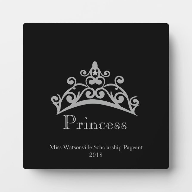 Pageant Silver Tiara Crown Princess Plaque Fotoplatte (Vorderseite)