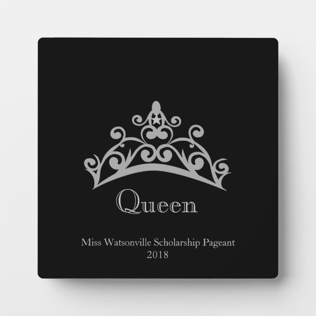 Pageant Silver Tiara Crown Queen Plaque (Devant)