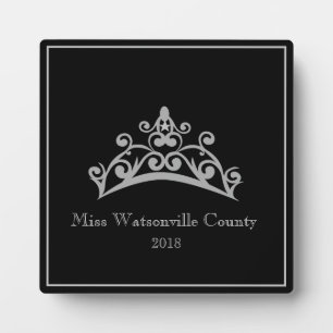 Pageant Silver Tiara Crown Titleholder Plaque