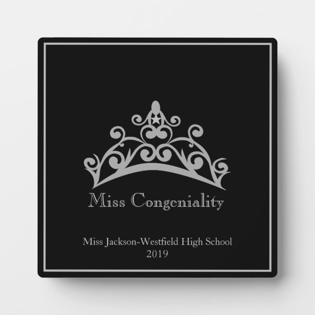 Pageant SLVR Tiara Crown Miss Congeniality Plaque (Devant)