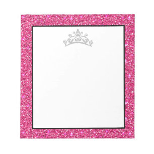 Pageant Tiara Crown Pink Glitzern Notepad Notizblock