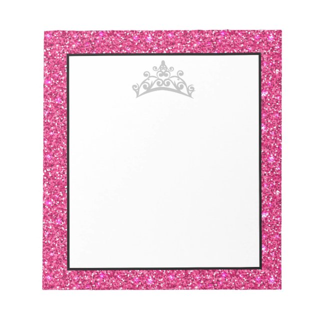 Pageant Tiara Crown Pink Glitzern Notepad Notizblock (Vorderseite)