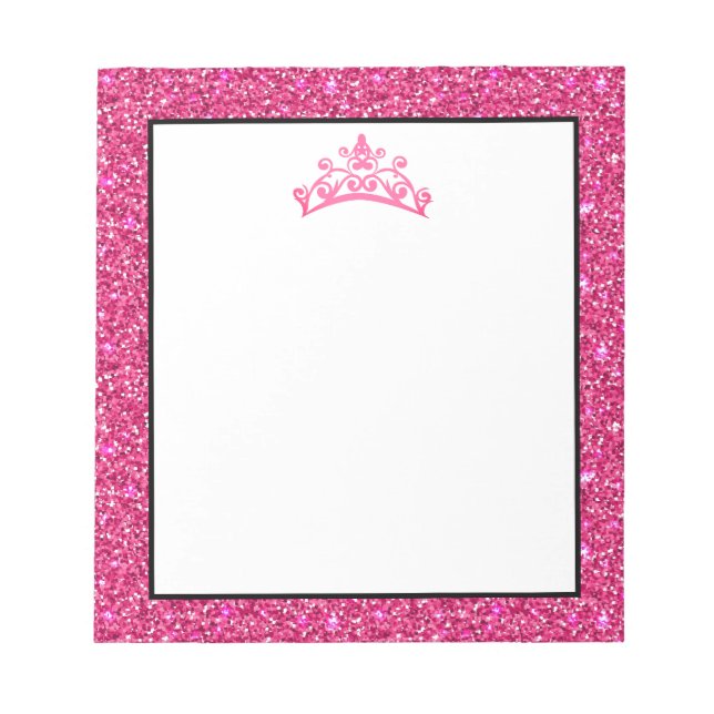 Pageant Tiara Crown Pink Glitzern Notepad Notizblock (Vorderseite)
