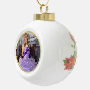 Pageant Weihnachtspoinsettia Personalisiertes Foto Keramik Kugel-Ornament