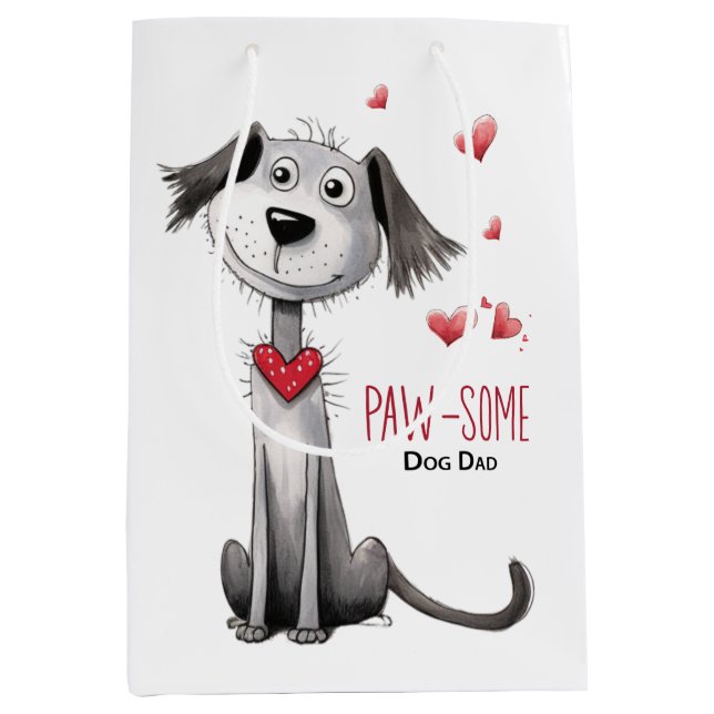 Pager-einige Hunde Vater Whimsical Vathers Day fro Mittlere Geschenktüte (Vorderseite)