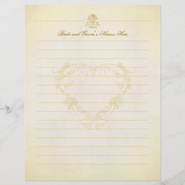 Pages de livre d'or de mariage en papier parchemin (Devant)