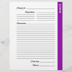 Pages de recette à 2 faces de SNACK violet
